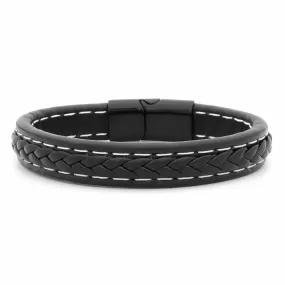 Braided Leather Bracelet - Black