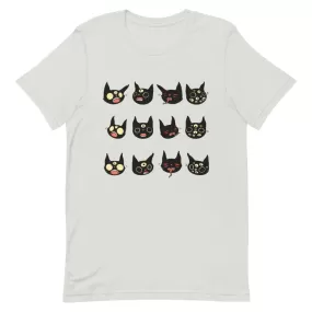 Cat Faces, Unisex T-Shirt, Silver