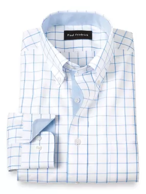 Comfort Stretch Non-iron Check Dress Shirt With Contrast Trim