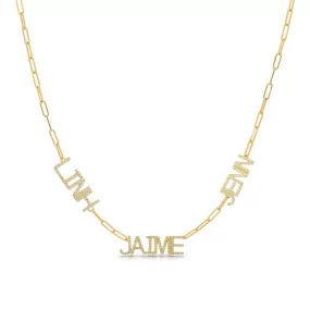 Custom Multiple Names on Thin Paper Clip Necklace