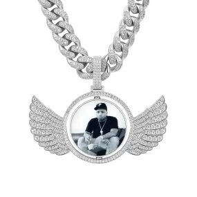 Custom Rotating Double-Sided Wings Photo Pendant