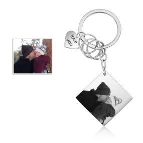 Customized Square Photo And Date Engraved Calendar Keychains