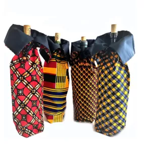 Eco-Friendly Wine Holder Kitenge Pattern - Set of 4