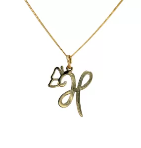 Gold 14k customized letter butterfly pendant