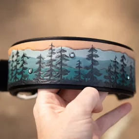 Mountain & Pine Trees Dog Collar (Misty Pines)